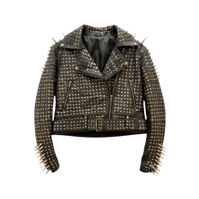Spiked & Studded Heavy Metal Leather Jacket – Punk Rock Biker Jacket