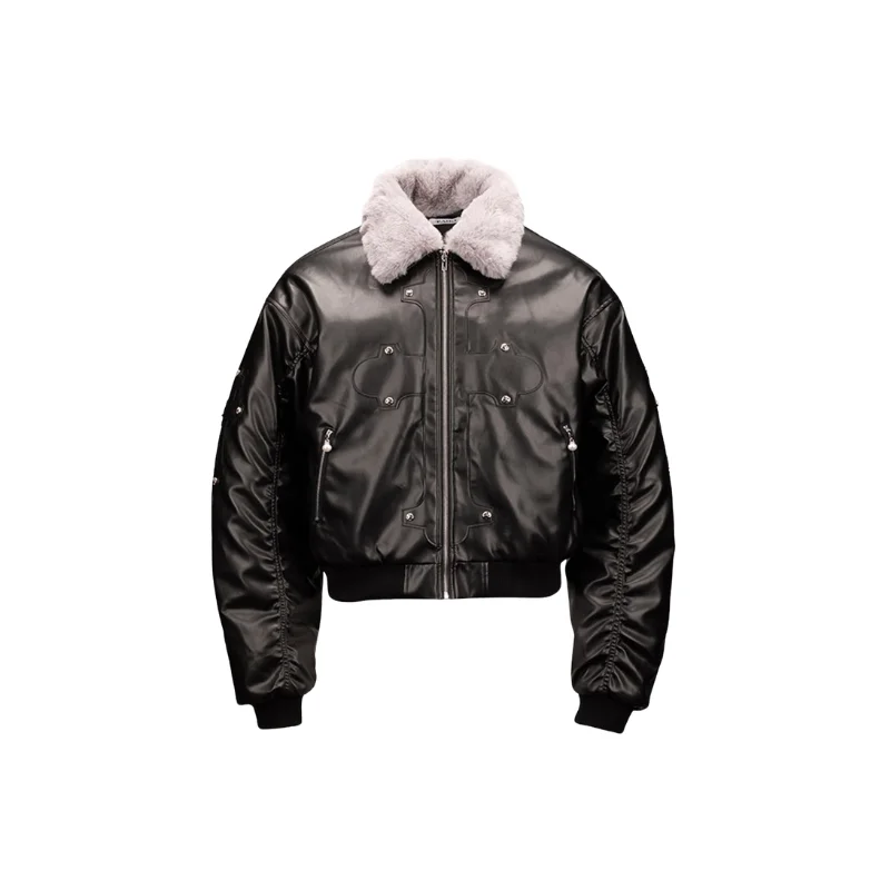 Custom Men's Leather Bomber Jacket with Fur Collar (Low MOQ)