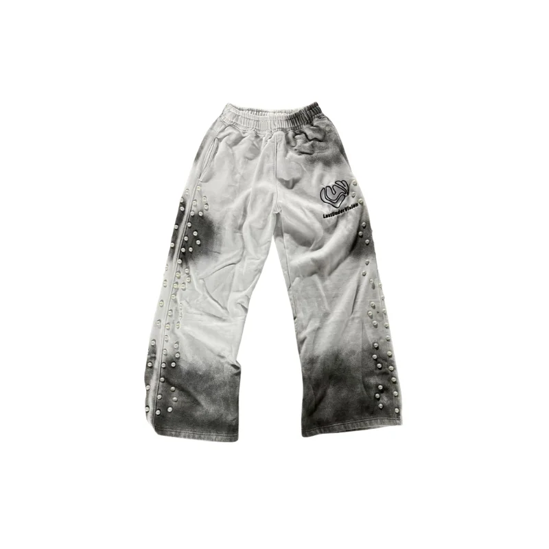 Custom Acid Wash Pearl Studded Sweatpants (Low MOQ)